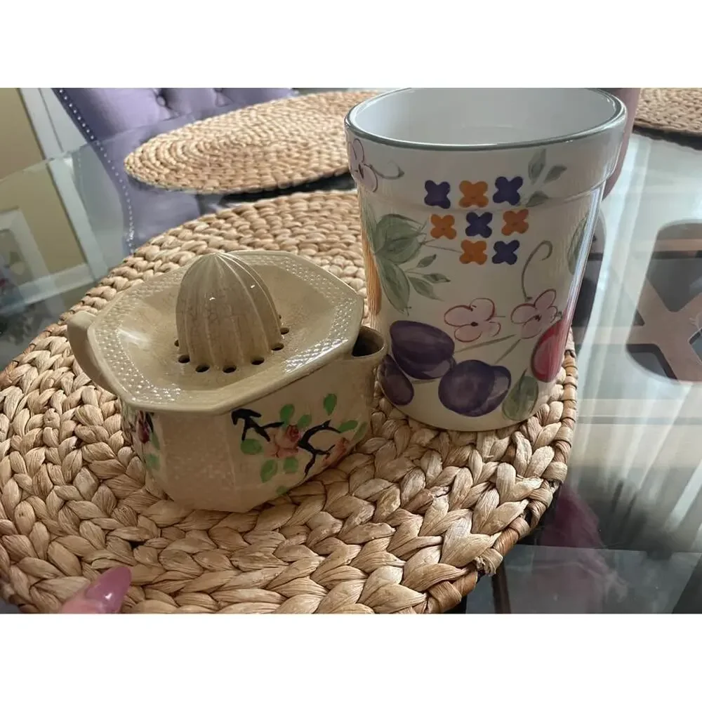 Home Brand Ceramic Citrus Juicer and Fruit Canister Set